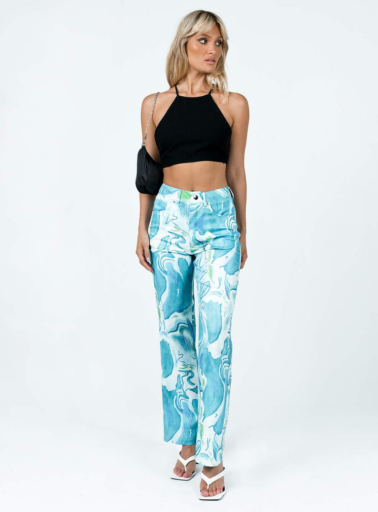 front view of model wearing Princess Polly Helda Pants Blue 