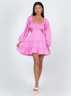 front view of model wearing Princess Polly Landen Mini Dress Pink 