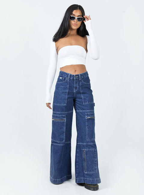 product Princess Polly Mid Rise  The Ragged Priest Clacker Jean Mid Blue Denim