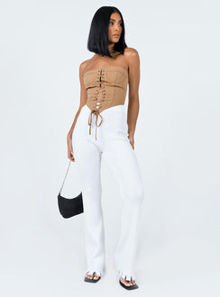 front view of model wearing Princess Polly East Gate Corset Stone 