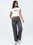 Front view of model wearing  front Princess Polly High Waisted Pants High Waisted Pants  Parkham Utility Pants Slate