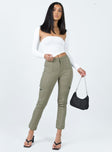 product Princess Polly High Waisted Pants High Waisted Pants High Waisted Pants  In Line Straight Leg Cargo Pants Green