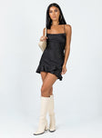 front view of model wearing Princess Polly Darian Mini Dress Black 