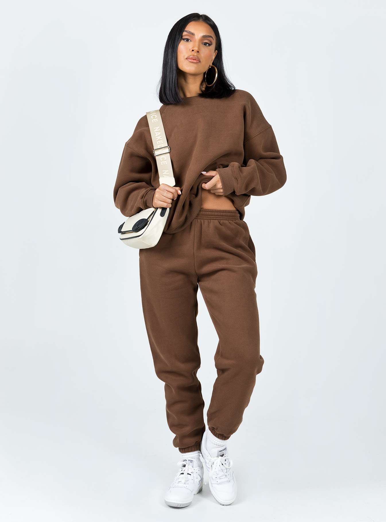 Crewneck  Relaxed fit  Princess Polly Exclusive 55% cotton 45% polyester  Drop shoulder  Good stretch  Soft lining 