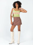 front view of model wearing Princess Polly Aloha Top Green / Pink Sleeveless Square Neck 