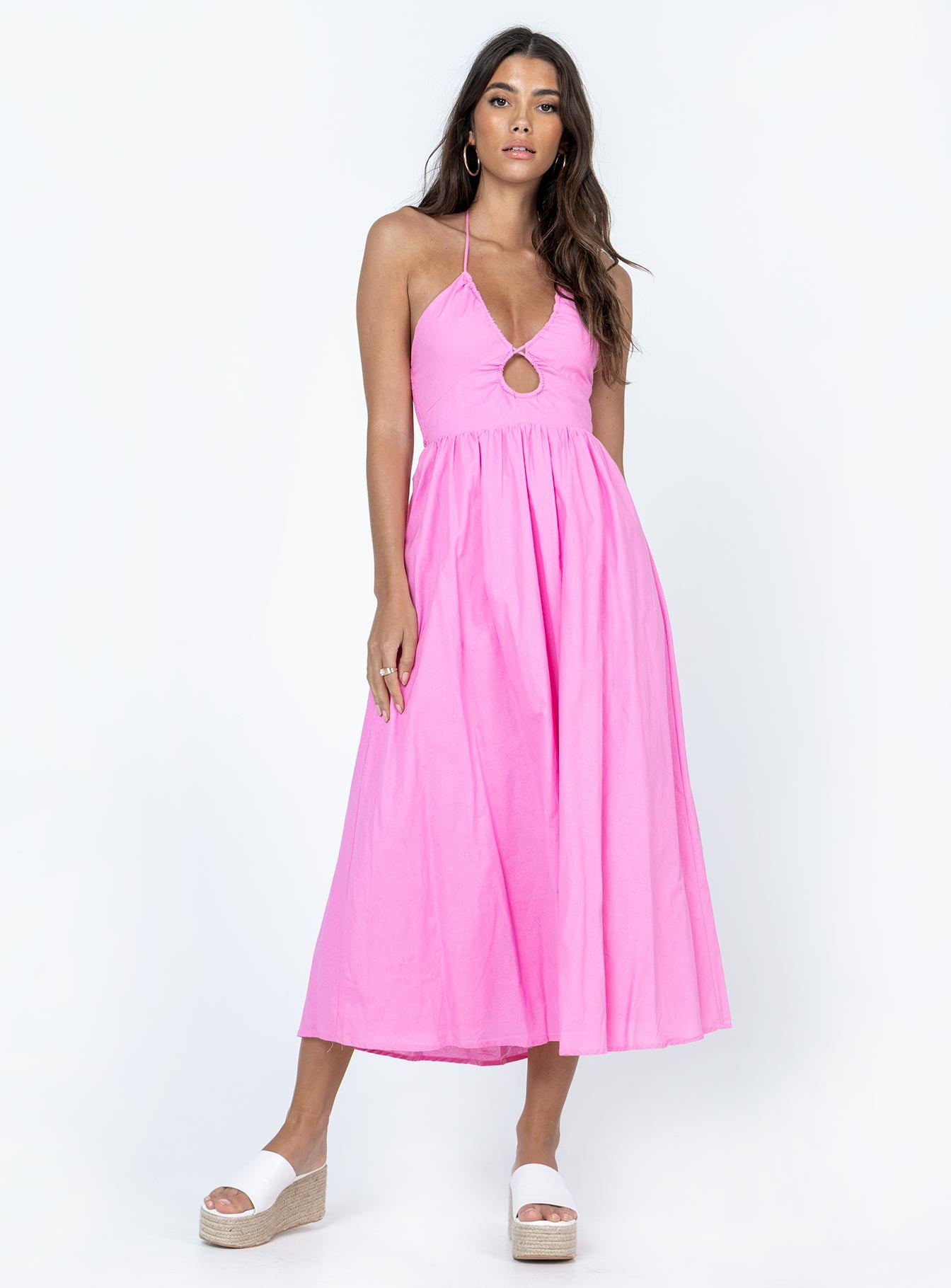 product Princess Polly Crew Neck  Nardin Midi Dress Pink