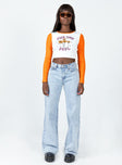 front view of model wearing Princess Polly Feed Your Soul Long Sleeve Top Orange 