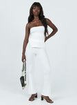 Front view of model wearing  front Princess Polly Sleeveless Square Neck  Vereen Strapless Top White