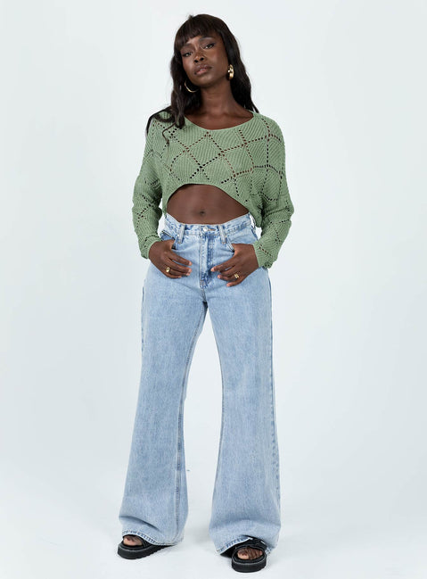 Otto Sweater Khaki Princess Polly  Cropped 