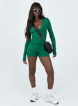 Long sleeve romper V neckline  Cut out back 