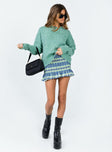 Front view of model wearing  front Motel Tylee Skirt Colourpop Check Blue Princess Polly  Mini Skirts 