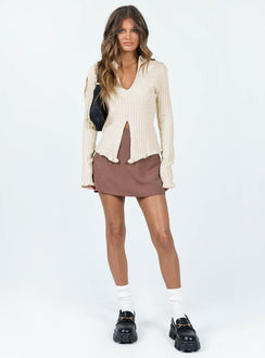 product Princess Polly Full Sleeves Scoop Neck  Lahey Long Sleeve Polo Knit Top Cream