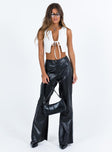 Princess Polly high-rise  Valla Faux Leather Flare Pants Black