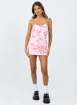 Front view of model wearing  front Princess Polly Crew Neck  Rubi Mini Dress Pink