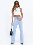 Princess Polly Mid Rise  Zelkova Flared Jeans Mid Wash Denim