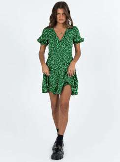 product Princess Polly High Neck  Chalmer Mini Dress Green Floral