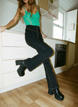 back view of model wearing Princess Polly Zia Flare Pants Black 