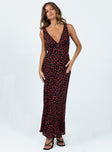 Princess Polly V-Neck  Nellie Maxi Dress Black/Red Floral