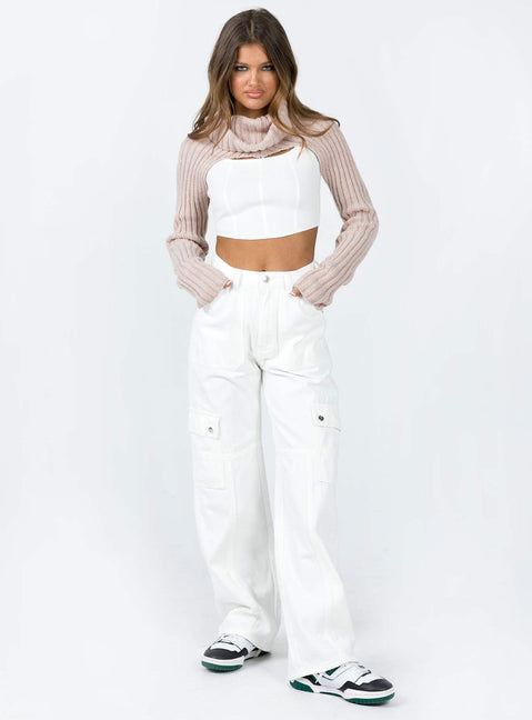 Madden Sweater Beige Princess Polly  Cropped 