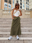 product Ferguson Parachute Maxi Skirt Khaki Princess Polly  Midi Skirts 