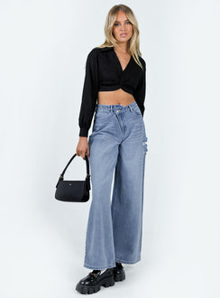 Front view of model wearing  front Princess Polly High Waisted  Kagi Denim Jean