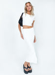 White crop top Sheer mesh material  Diagonal stitching  Good stretch 