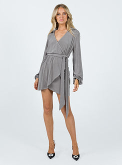product Princess Polly V-Neck V-Neck  Party Time Mini Dress Slate Grey