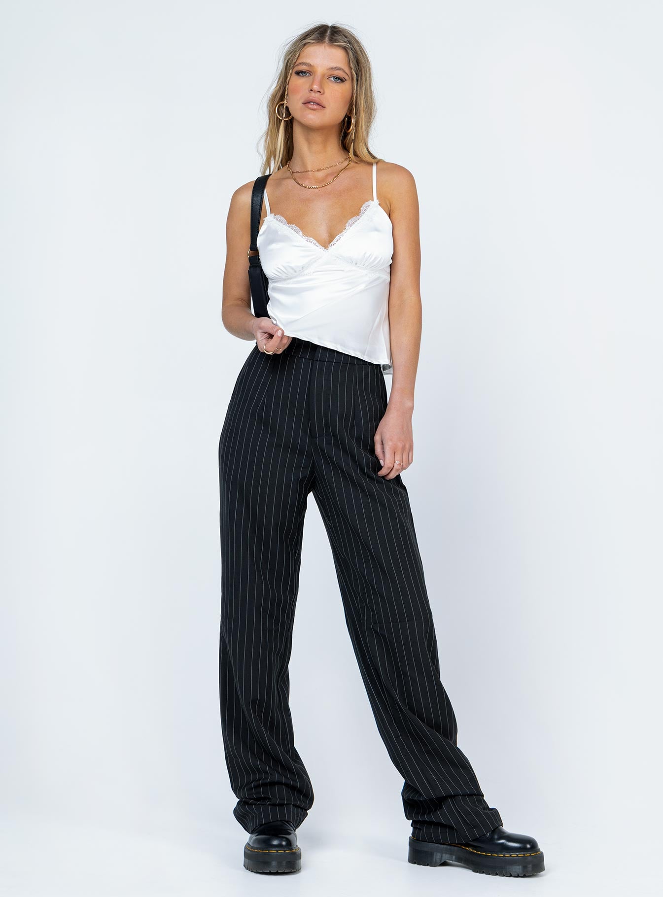 front view of model wearing Princess Polly Sergio Top White 