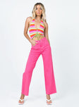 front view of model wearing Princess Polly Popsicle Straight Leg Denim Jeans Pink Low Rise Jeans 