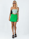 front view of model wearing Princess Polly Maiya Strapless Top Green Check 