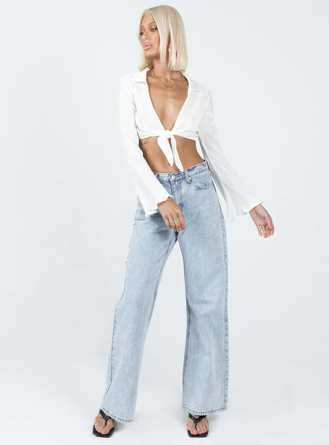 product Princess Polly Full Sleeves Plunger  Venga Long Sleeve Top White