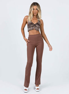 front view of model wearing Princess Polly Laken Pants Brown 