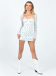 product Princess Polly Square Neck  Dyer Sheer Sleeve Mini Dress White Floral