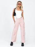 front view of model wearing Princess Polly The Ragged Priest Brat Jeans Pink Mid Rise 