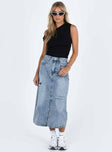 product Belsie Midi Skirt Light Wash Denim Princess Polly  Midi Skirts 