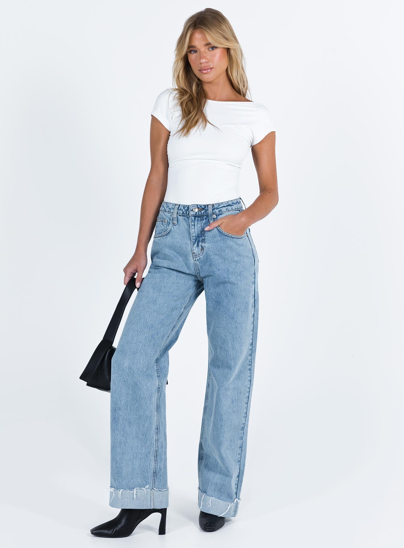 product Princess Polly High Waisted  Ollie Straight Leg Jean Mid Wash Denim