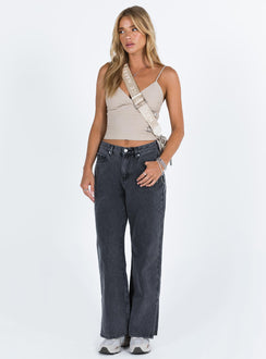 product Princess Polly High Waisted  Riri Wide Leg Jeans Washed Black