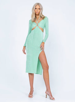 front view of model wearing Princess Polly Winston Midi Dress Sage 