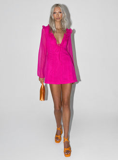front view of model wearing Princess Polly Lucca Mini Dress Pink 