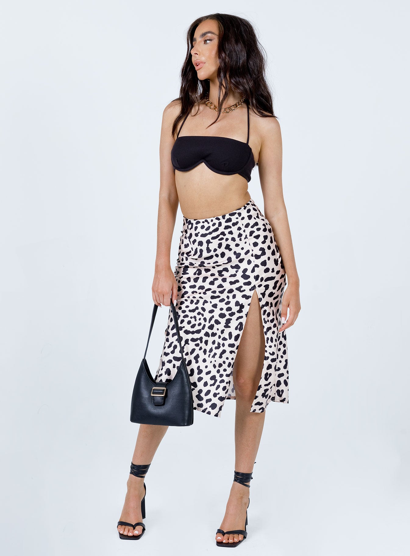 product Nia Midi Skirt Beige Princess Polly  Mini Skirts 