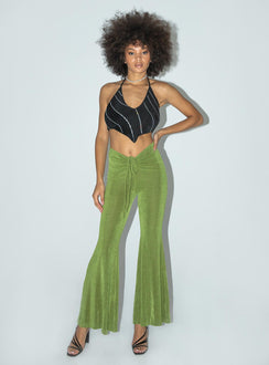 front view of model wearing Princess Polly Abi Pants Green 