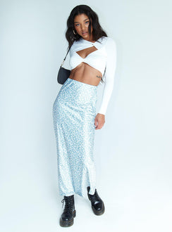   front view of model wearing Princess Polly Adah Maxi Skirt Beige 