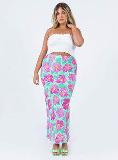   front view of model wearing Princess Polly Adah Maxi Skirt Green Maxi 