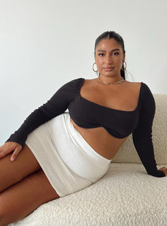 Front view of model wearing  front Selby Mini Skirt White Curve Princess Polly  Mini Skirts 