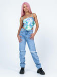 front view of model wearing Princess Polly Rheannon Straight Leg Denim Jeans High Waisted 