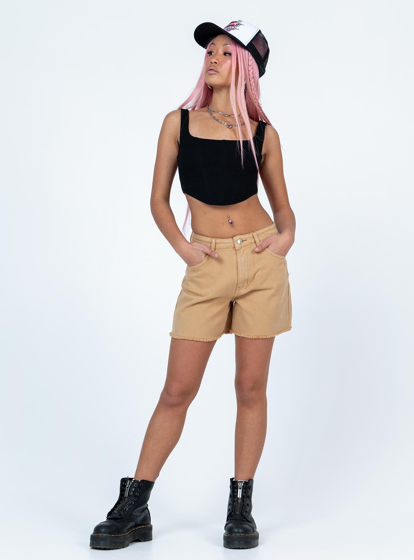 Caral Denim Shorts Tan