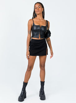 front view of model wearing Princess Polly Palmerston Top Black 