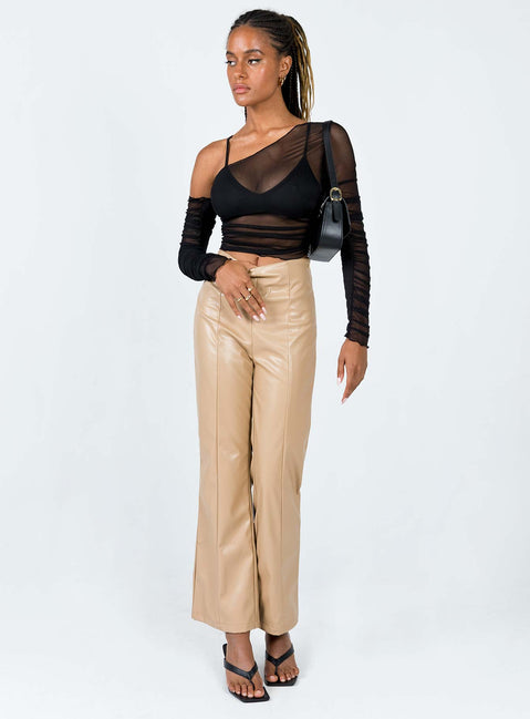 side view of model wearing Princess Polly Layla Long Sleeve Top Black 