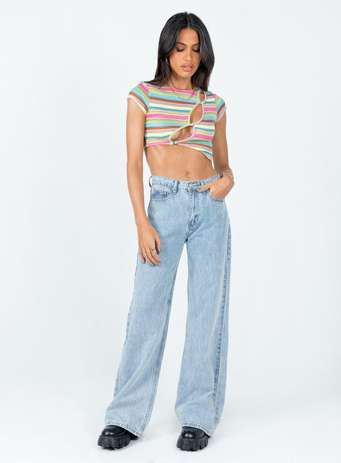 front view of model wearing Princess Polly Dianella Top Multi Sleeveless Crew Neck 