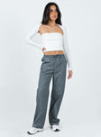 Front view of model wearing  front Princess Polly High Waisted Pants  Tumble Pants Slate